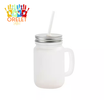 12 oz. Frosted Mason Jar with Lid & Straw