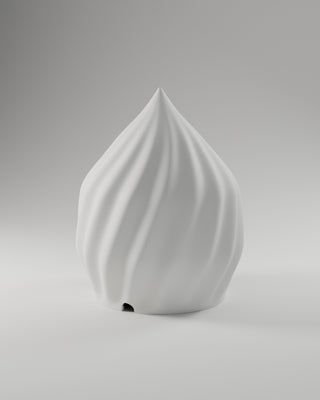 Swirl Dome LED Lamp Shade in white, 3D printed — studio render