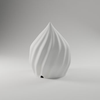 Swirl Dome LED Lamp Shade in white, 3D printed — studio render