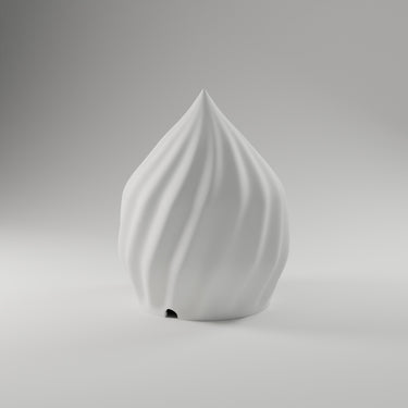 Swirl Dome LED Lamp Shade in white, 3D printed — studio render