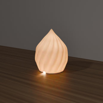 Swirl Dome LED Lamp Shade glowing with an LED light — render