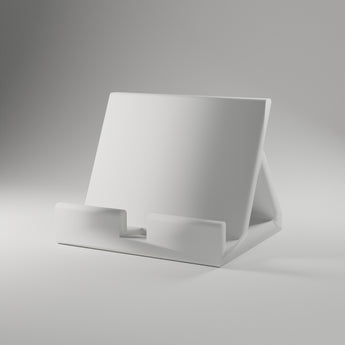 Phone & Tablet Dock in white, 3D printed — studio render