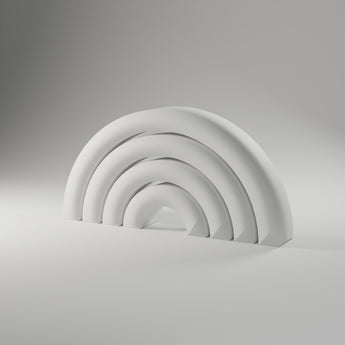 Nested Arch Sculpture, Set of 4 in matte white, 3D printed — studio render