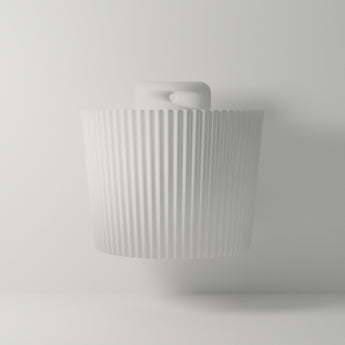 Ribbed Wall Planter in white, 3D printed — studio render