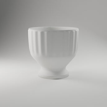 Fluted Pedestal Cachepot in white, 3D printed — studio render