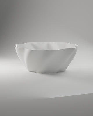 Twist Bowl in matte white, 3D printed — studio render