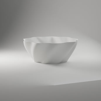 Twist Bowl in matte white, 3D printed — studio render