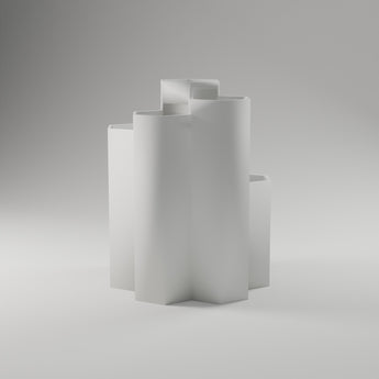 Honeycomb Pen Holder in white, 3D printed — studio render