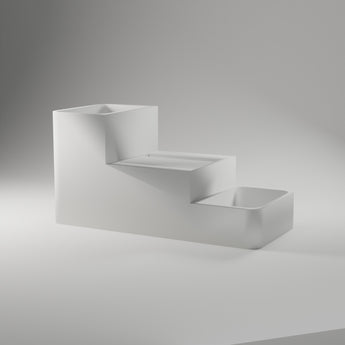 Stepped Desk Caddy in white, 3D printed — studio render