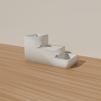 Stepped Desk Caddy styled in a room — render