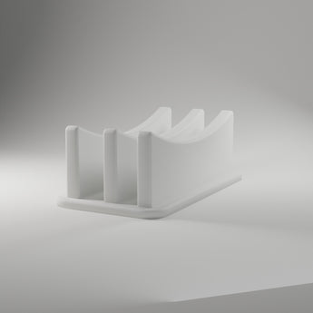 Vertical Laptop Stand in white, 3D printed — studio render
