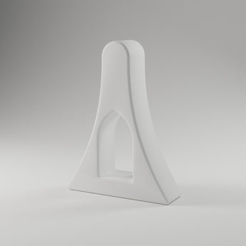 Arch Eyeglasses Stand in white, 3D printed — studio render