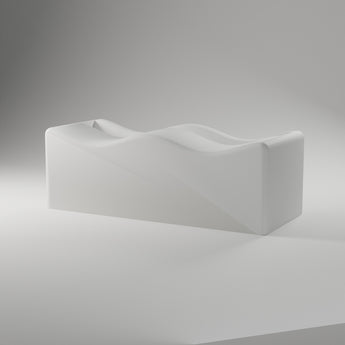 Wave Business Card Holder in matte white, 3D printed — studio render