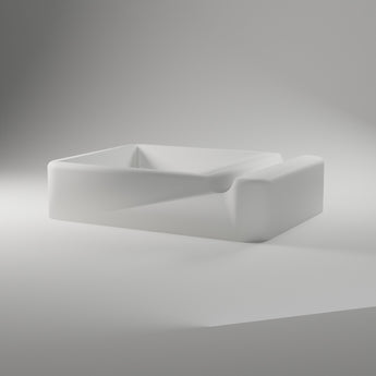 Sticky Note & Pen Holder in white, 3D printed — studio render