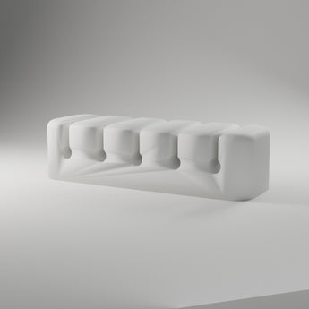Cable Keeper Block in white, 3D printed — studio render