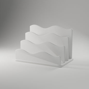 Wave Mail Sorter in white, 3D printed — studio render