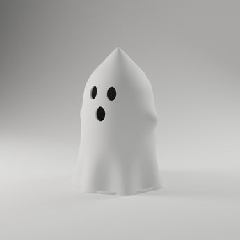 Ghost Luminary in white, 3D printed — studio render
