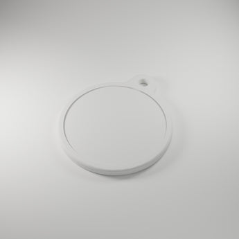 Round Keychain Blank, white 3D printed sticker-ready blank — studio render