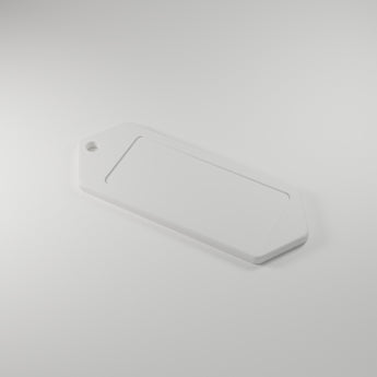 Retro Motel Key Tag Blank, white 3D printed sticker-ready blank — studio render