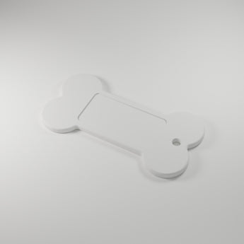Bone Keychain Blank, white 3D printed sticker-ready blank — studio render