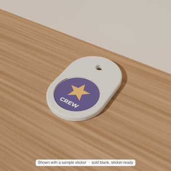 Zipper Pull Charm Blank with a sample sticker applied — render