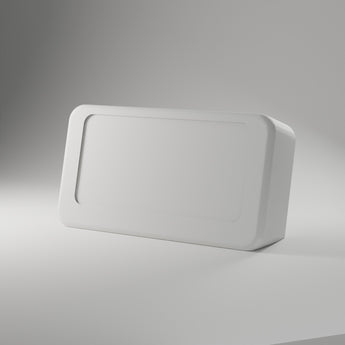 Name Place Block, white 3D printed sticker-ready blank — studio render
