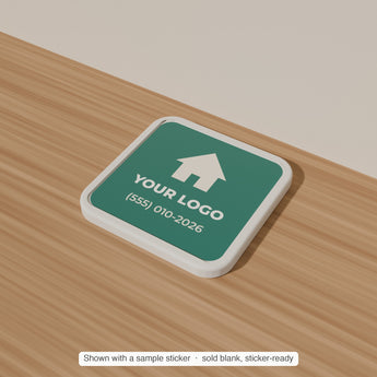 Square Fridge Magnet Blank with a sample sticker applied — render