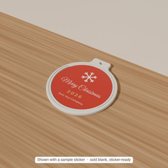 Christmas Ornament Blank with a sample sticker applied — render