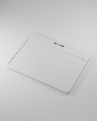 Staff Name Badge Blank, white 3D printed sticker-ready blank — studio render