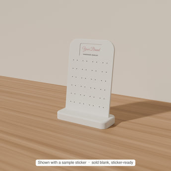 Earring Display Stand with a sample sticker applied — render