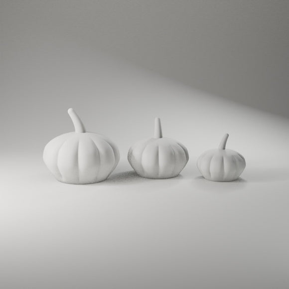 Ribbed Pumpkin Trio 360° turntable render