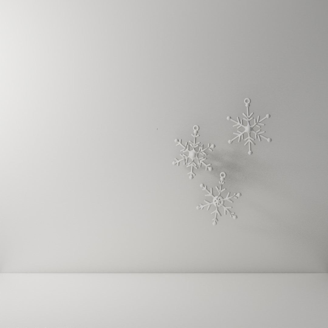 Snowflake Ornament Set of 6 360° turntable render