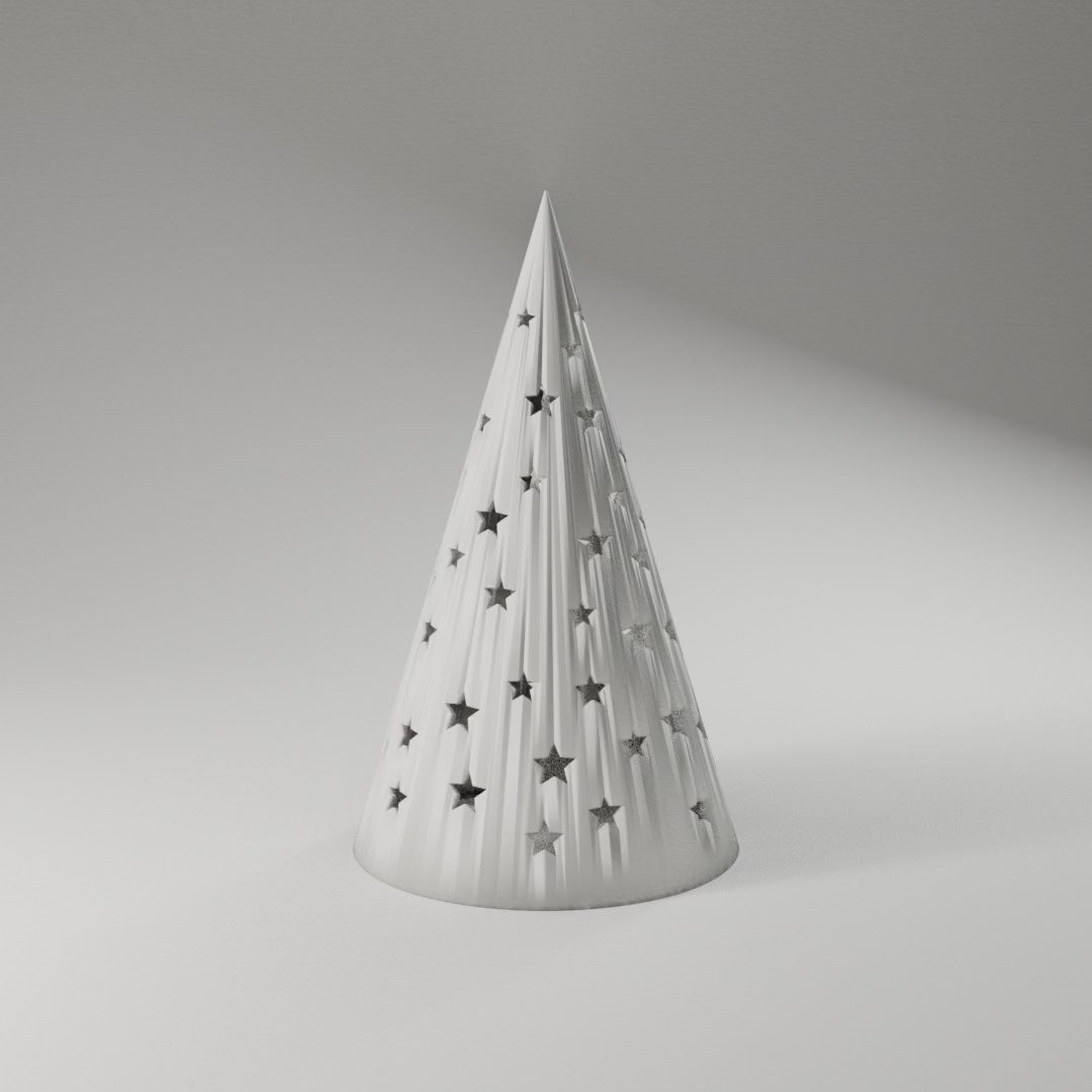 Starry Cone Tree Luminary 360° turntable render