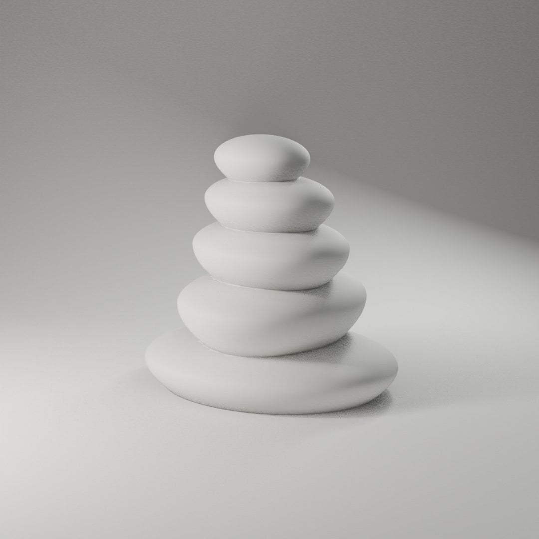Zen Cairn Stones Sculpture 360° turntable render