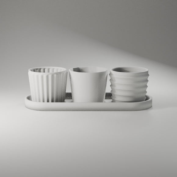 Mini Planter Trio + Drip Tray 360° turntable render